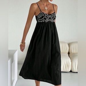 NWT Commense Embroidered Shirred Spaghetti Strap Dress Sise S